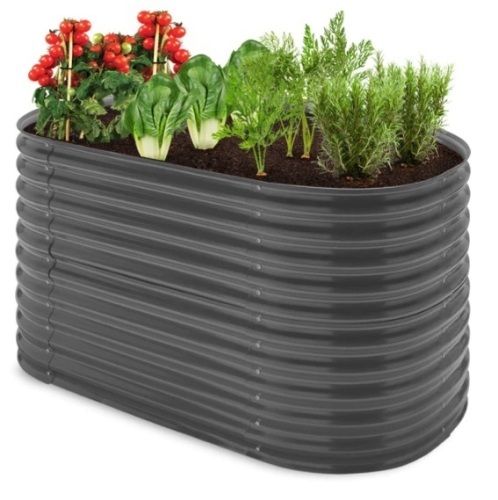 Raised Oval Garden Bed, Customizable Elevated Outdoor Metal Planter - 63in, Appears New - Lot 329