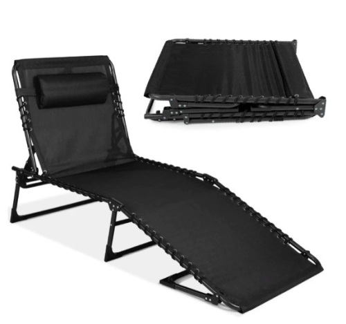 Portable Patio Chaise Lounge Chair Outdoor Recliner w/ Pillow, Appears New - Lot 376