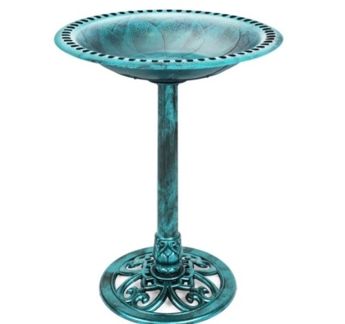 Vintage Outdoor Garden Bird Bath w/ Fleur-de-Lis Accents, Appears New - Lot 381