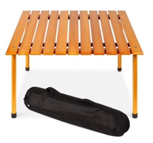 Foldable Indoor Outdoor Wooden Table w/ Carrying Case - 28x28in, Appears New - Lot 377