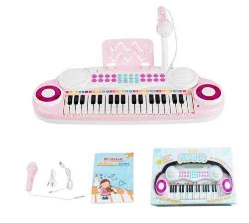 37-Key Toy Keyboard Piano Electronic Musical Instrument Pink, Appears New - Lot 387
