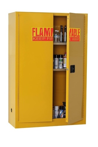 Edsal SC450F-P Steel Safety Cabinet for Flammable Liquids, 2 Shelves, 2 Door Manual Close, 45 gal Capacity, 65" H x 43" W x 18" D - Appears New with Ligt Scratch, $1500 Retail Value - Lot 12