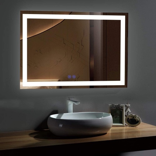 55 x 36 in LED Bathroom Mirror with Touch Button, Anti-Fog, Dimmable, Vertical & Horizontal Mount - NEW - Lot 42
