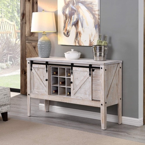 FirsTime & Co. Quincy Farmhouse Barn Door Buffet and Wine Console Table - Lot 45
