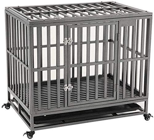 KELIXU Heavy Duty Large Dog Crate with Locking Wheels, 37.5"L X 25.5"W X 32"H - Appears New - Lot 67