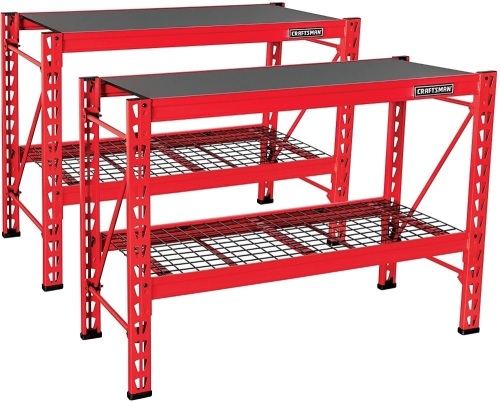 Craftsman 2-Shelf 3-Foot Tall Stackable Tool Chest Depth Storage Rack, 2-Pack, Red. Appears New - Lot 80