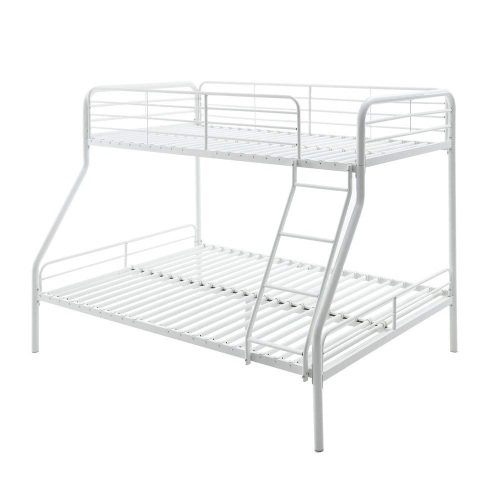 AmazonBasics Heavy Duty Twin-Over-Full Metal Bunk Bed, Easy Assembly with Enhanced Upper-Level Guardrail, White - Appears New - Lot 87