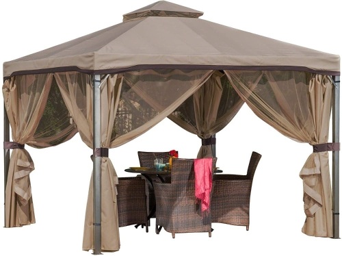 Great Deal Furniture Sonoma Outdoor Fabric/Steel Gazebo Canopy in Light Brown - Appears New - Lot 88