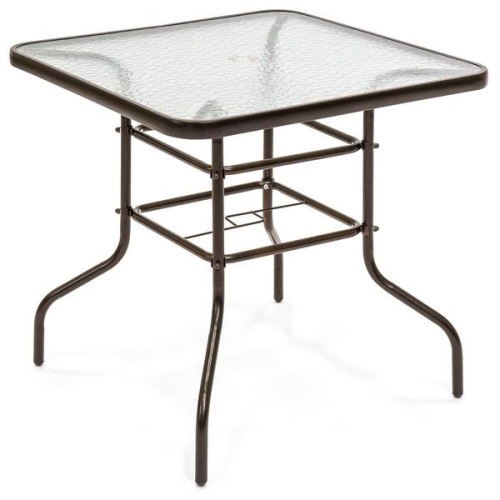32in Square Tempered Glass Patio Dining Bistro Table w/ Umbrella Hole. Appears New - Lot 100