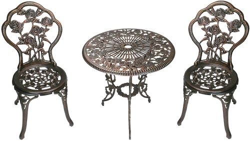 Oakland Living 3-Piece Rose Bistro Set with 23.5-Inch Cast aluminum Top Table. Appears New - Lot 211