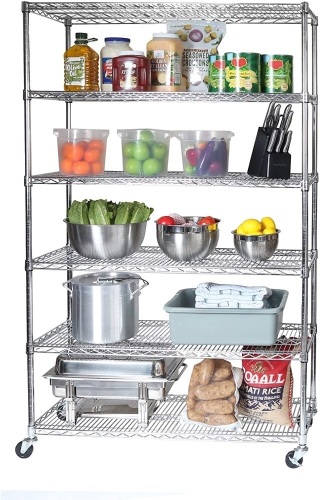 Seville Classics UltraDurable Commercial-Grade 6-Tier NSF-Certified Wire Shelving with Wheels - Lot 236