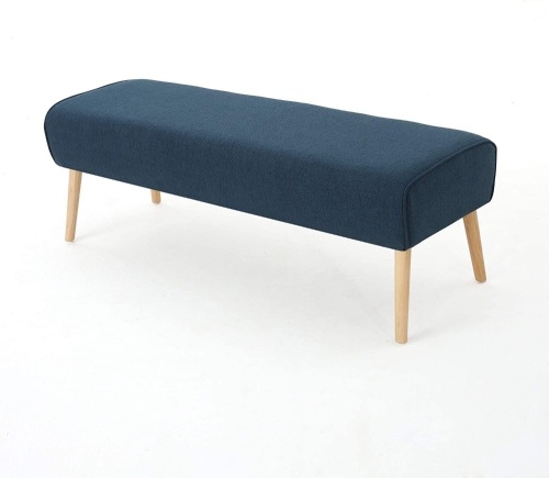 Christopher Knight Home Safire Mid-Century Fabric Ottoman, Navy Blue / Natural. Appears New - Lot 279