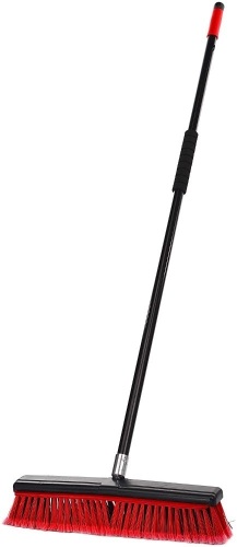Alpine Industries 2-in-1 Smooth Surface Squeegee Push Broom, Heavy Duty Long Handle, 24" Wide Cleaner Head with Soft Durable Bristles, 3 Pack - NEW - Lot 312