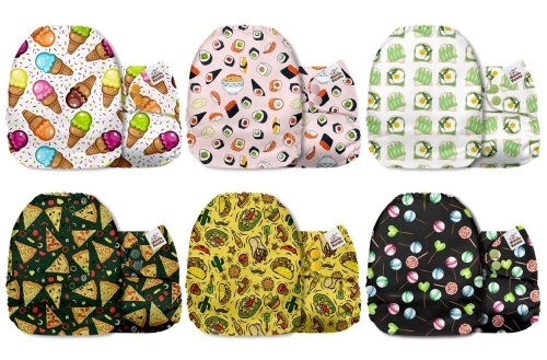 Mama Koala One Size Washable Reusable Pocket Cloth Diapers, 6 Pack with 6 One Size Microfiber Inserts - NEW - Lot 332