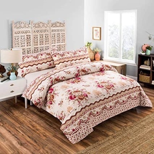 Lot of (14) Fluffy Cat 3 Pc Duvet Cover Set, Red Flowers, Queen Size - NEW - Lot 419