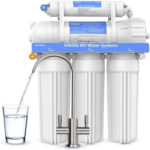 HiKiNS Reverse Osmosis Water Filtration System 600G Tankless High Flow 5-Stage Under Sink RO System with Double Water Quality - Appears New - Lot 435