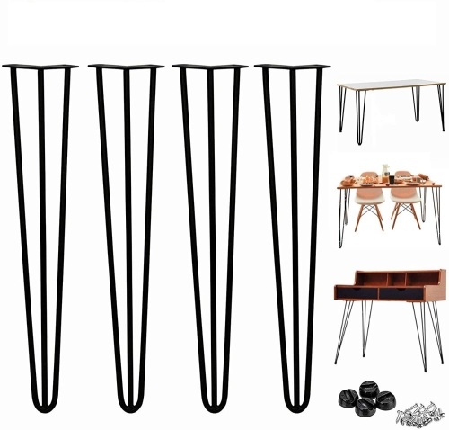 Heavy Duty 28" 3 Rod Metal Hairpin Table Legs, Set of 4 - Appear New in Damaged Box - Lot 480