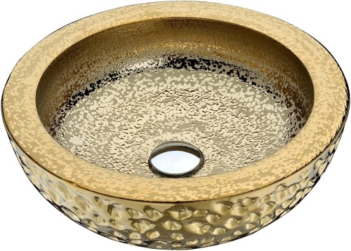 Anzzi Regalia Series Porcelain Vessel Sink in Speckled Gold, 16.5" x 16.5" x 5.9" - NEW - Lot 490