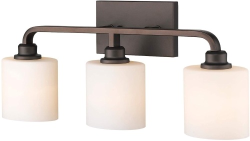 Zeyu Vanity 3-Light Industrial Bathroom Light, 24", Oil Rubbed Bronze Finish with Frosted Glass Shades - Appears New  - Lot 494