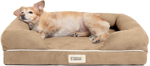 Friends Forever Memory Foam Orthopedic Dog Bed with Removable Cover, Small 20" x 25", Khaki Beige - Appears New  - Lot 496