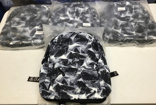 Lot of (4) Black & White Geometric Design Backpacks for 14" Laptops - NEW - Lot 502