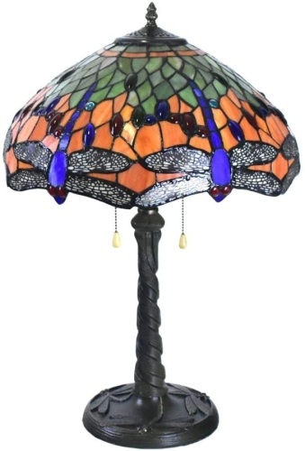 Atreus Tiffany Style Dragonfly Desk Lamp, 16" Wide Stained Glass Shade, 24" Tall - Appears New  - Lot 524