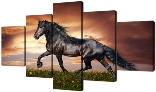 Lot of (7) Yatsen Bridge Horse Print, 5 Piece Canvas Panel, 60" x 32" - Appear New  - Lot 546