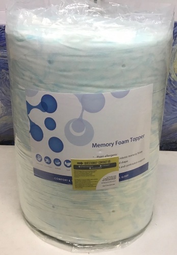 Memory Foam Mattress Topper, Unknown Size - Appears New  - Lot 549