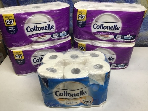 Lot of (4) Cottonelle Ultra Comfort Care 6 Roll Pack and (1) Cottonelle Superior Clean 12 Roll - NEW - Lot 560