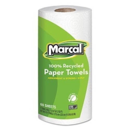 Case of Marcal 100% Recycled Paper Towels, 60 Sheet Rolls, 15 Rolls - NEW in Damaged Box - Lot 644