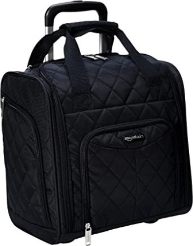 AmazonBasics Rolling Underseat Carry-On, 14", Black Quilted - NEW  - Lot 683