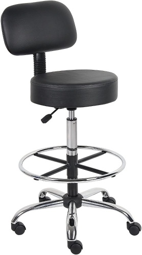 Boss Office Products Drafting Stool with Back, Black - Appears New  - Lot 685