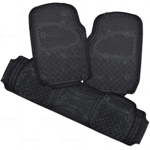 Zone Tech 3 Piece Black Universal Fit, Heavy Duty Rubber Floor Mats - NEW - Lot 759