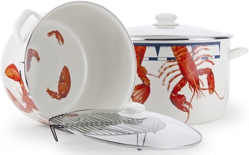 Golden Rabbit Enamelware 18 Quart Lobster Pattern Stock Pot - NEW - Lot 798