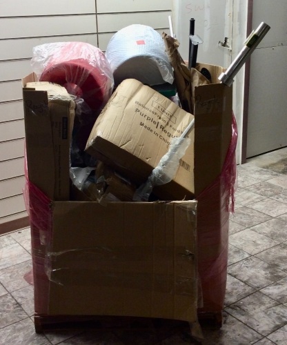 Large Pallet of Fitness Equipment Including Mats, Dumbbells, Weight Lifting Bars, Foam Blocks, Step Platform, Medicine Ball, Jump Ropes - Items May Be New, Used, or Damaged - SEE PICS - Lot 5002