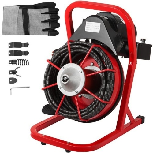 VEVOR 50' x 3/8" Electric Drain Auger with Diverse Cutters & Foot Switch - Appears New   - Lot 138