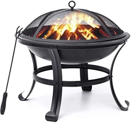 KingSo 22" Fire Pit with Mesh Spark Screen and Fire Poker - Appears New  - Lot 222