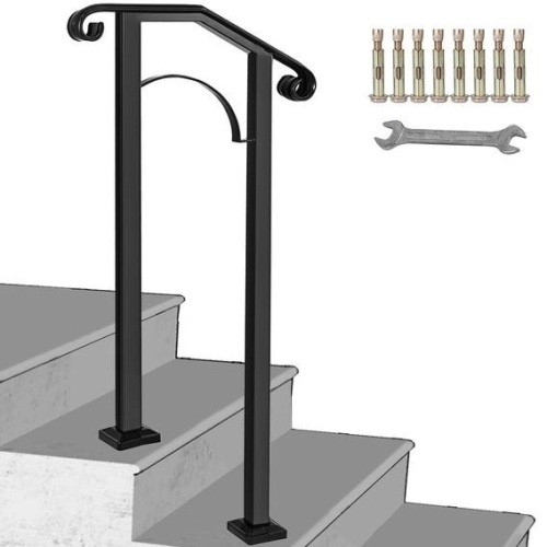 Vevor Arch Stair Rail Matte Black Iron Powder Coating Fits 1 Stair - Appears New   - Lot 277