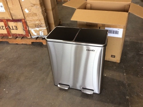 Homfa Dual Step Trash and Recycle Bin with Plastic Inner Buckets - Appears New  - Lot 420