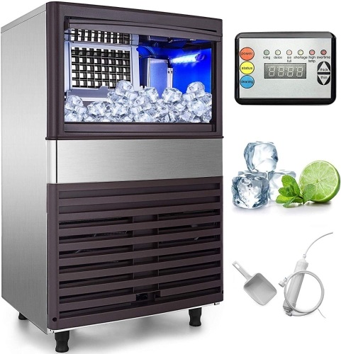 VEVOR Commercial Ice Maker 110lbs/24h with Clear Cube, LED Panel, Stainless Steel, Auto Clean - Appears New  - Lot 86