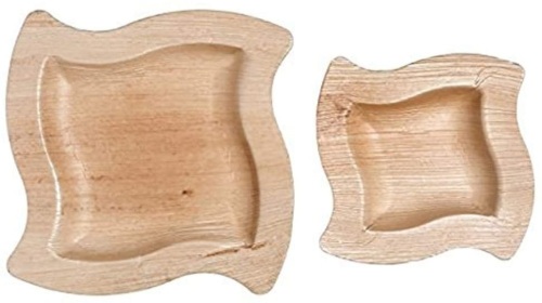 CaterEco Wave Palm Leaf Disposable Plate Set, 48 Dinner Plates, 48 Salad Plates - New - Lot 427