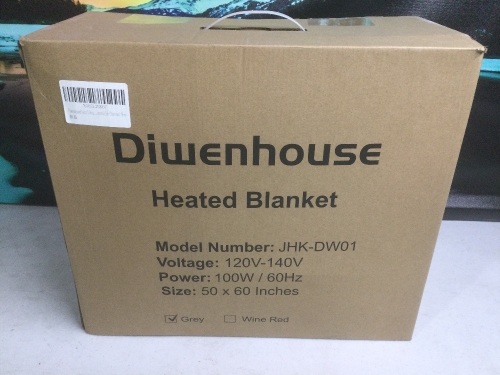 Diwenhouse Heated Blanket, Charcoal Gray - Appears New - Lot 1178