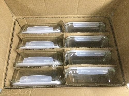 Glass Storage Containers with Lids, 35 Ounce, 8 Pack - New - Lot 860