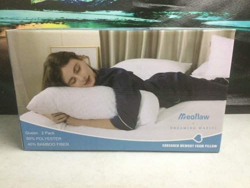 Meoflaw Shredded Memory Foam Pillows, Queen, 2 Pack - New/Unopened - Lot 884