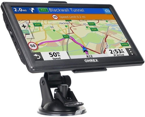 OHREX 7" GPS Navigation System, 2021 Maps with Free Lifetime Update, Spoken Turn-by-Turn Directions, Driver Alerts - Appears New   - Lot 131