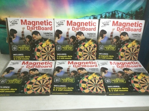 Lot of (6) Fun Adams Magnetic Dartboard 16 inch with Safe Precision Darts - New  - Lot 1180