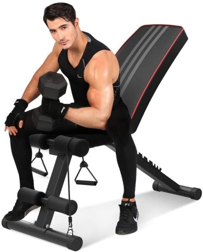 Bigzzia Adjustable Weight Bench, 7 Positions, 330 lbs Capacity, Folding Flat/Incline/Decline - Appears New - Lot 429