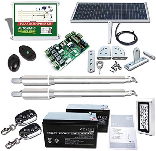 DC House EM3 Heavy-Duty Solar Gate Opener with Remote Complete Kit for Dual Swing Gates Up to 16 feet/1320 lbs, Solar Panel Batteries and Keypad Included. Appears New. Untested E-Commerce Return - Lot 71