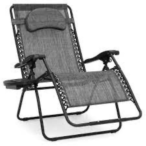Oversized Reclining Zero Gravity Chair Lounger w/ Cup Holder, Pillow - Lot 2832