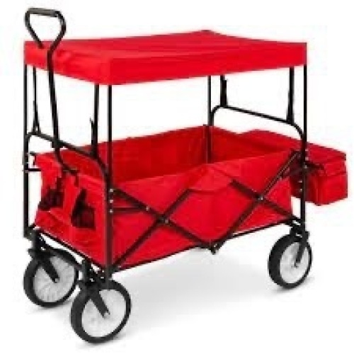 Utility Wagon Cart w/ Folding Design, 2 Cup Holders, Removable Canopy - Lot 2847